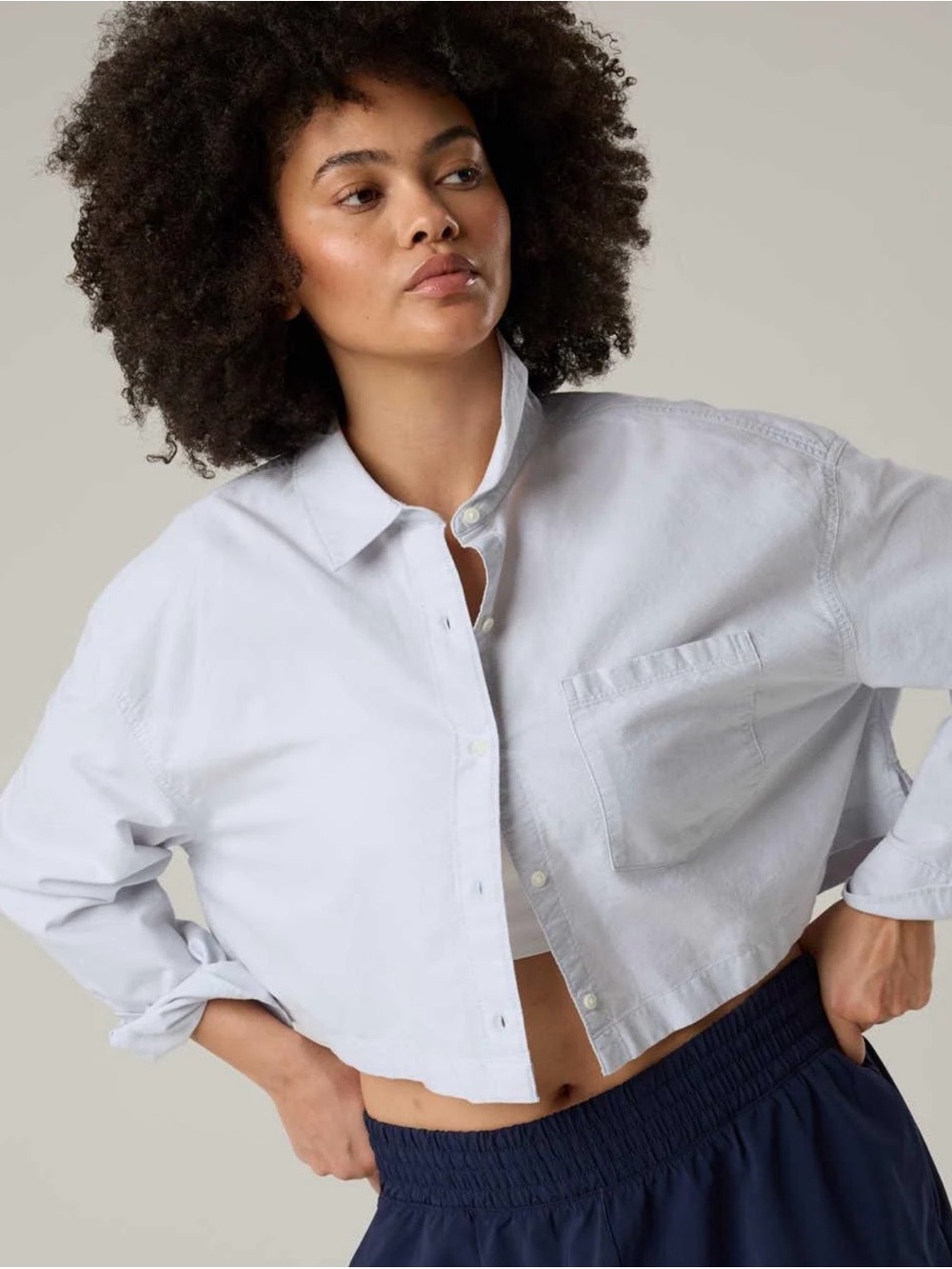 OFFLINE By Aerie Cropped Button Up Shirt Size XL
